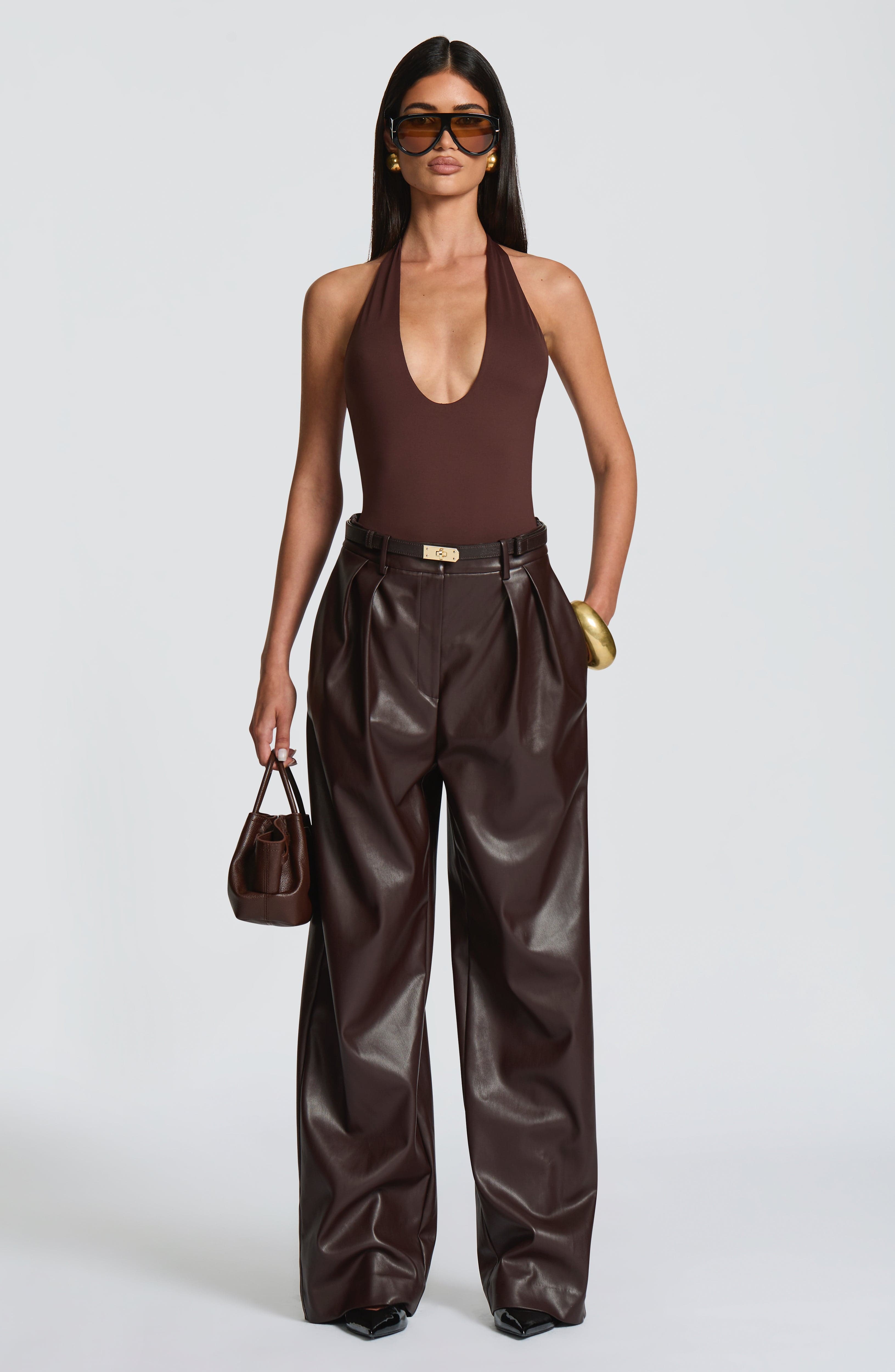 Glenda Pants - Plum Brown - Napalia