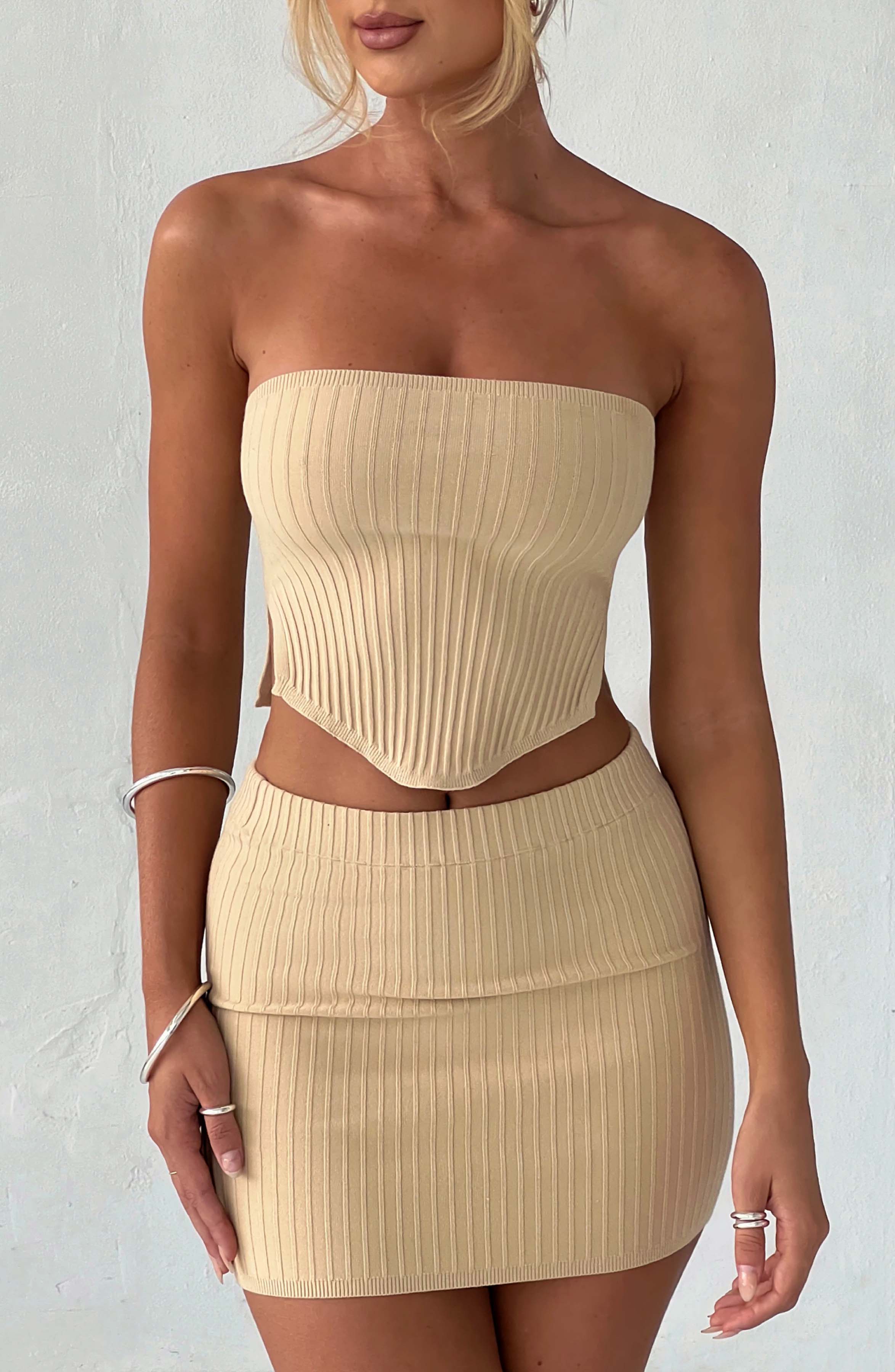 Jaz Mini Skirt - Beige - Napalia