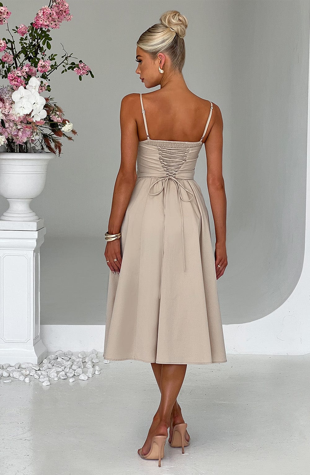 Mariella Midi Dress - Beige - Napalia