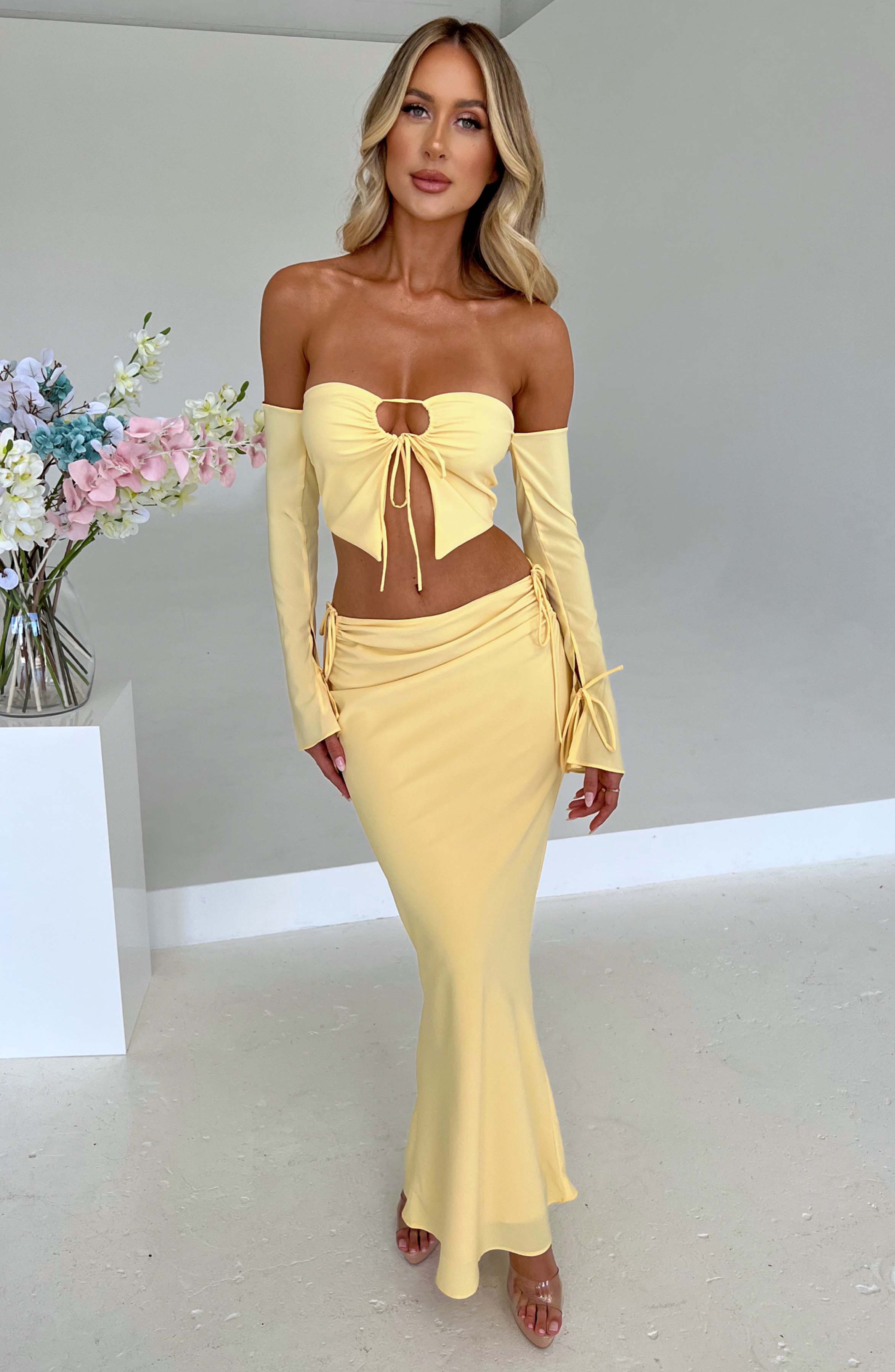 Tana Maxi Skirt - Lemon - Napalia