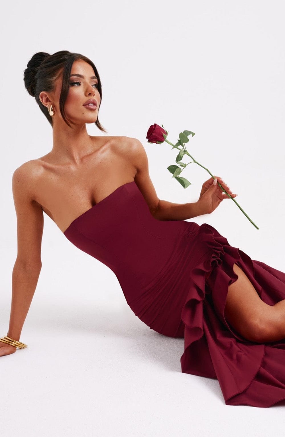 Angelina Maxi Dress - Burgundy - Napalia