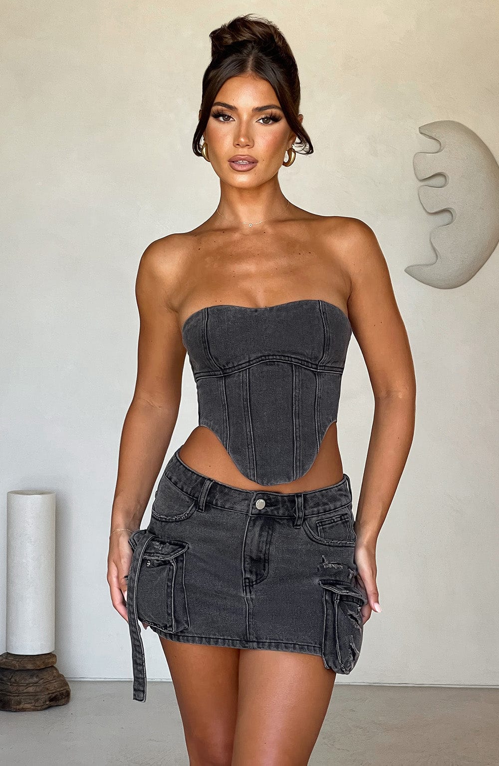 Billie Mini Skirt - Black Wash - Napalia