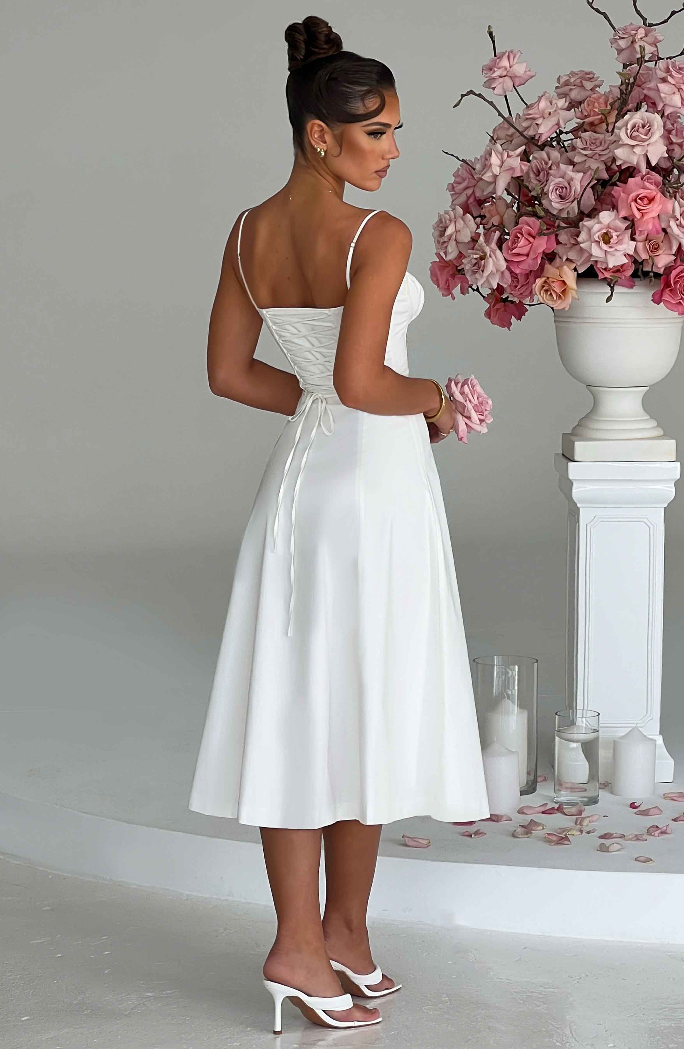 Deanna Midi Dress - Ivory - Napalia