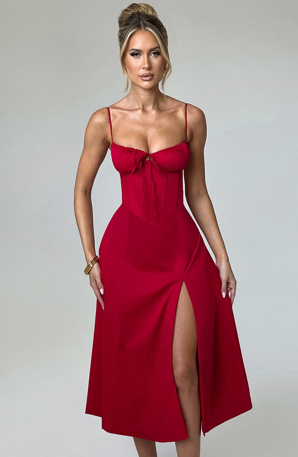 Deanna Midi Dress - Red - Napalia