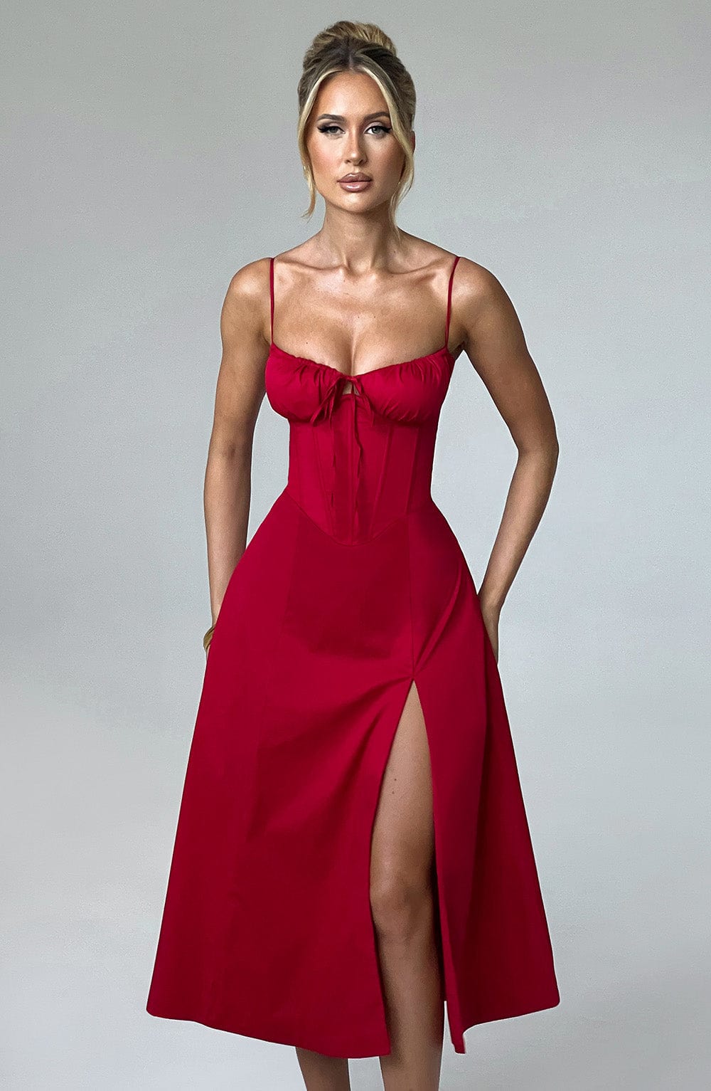 Deanna Midi Dress - Red - Napalia