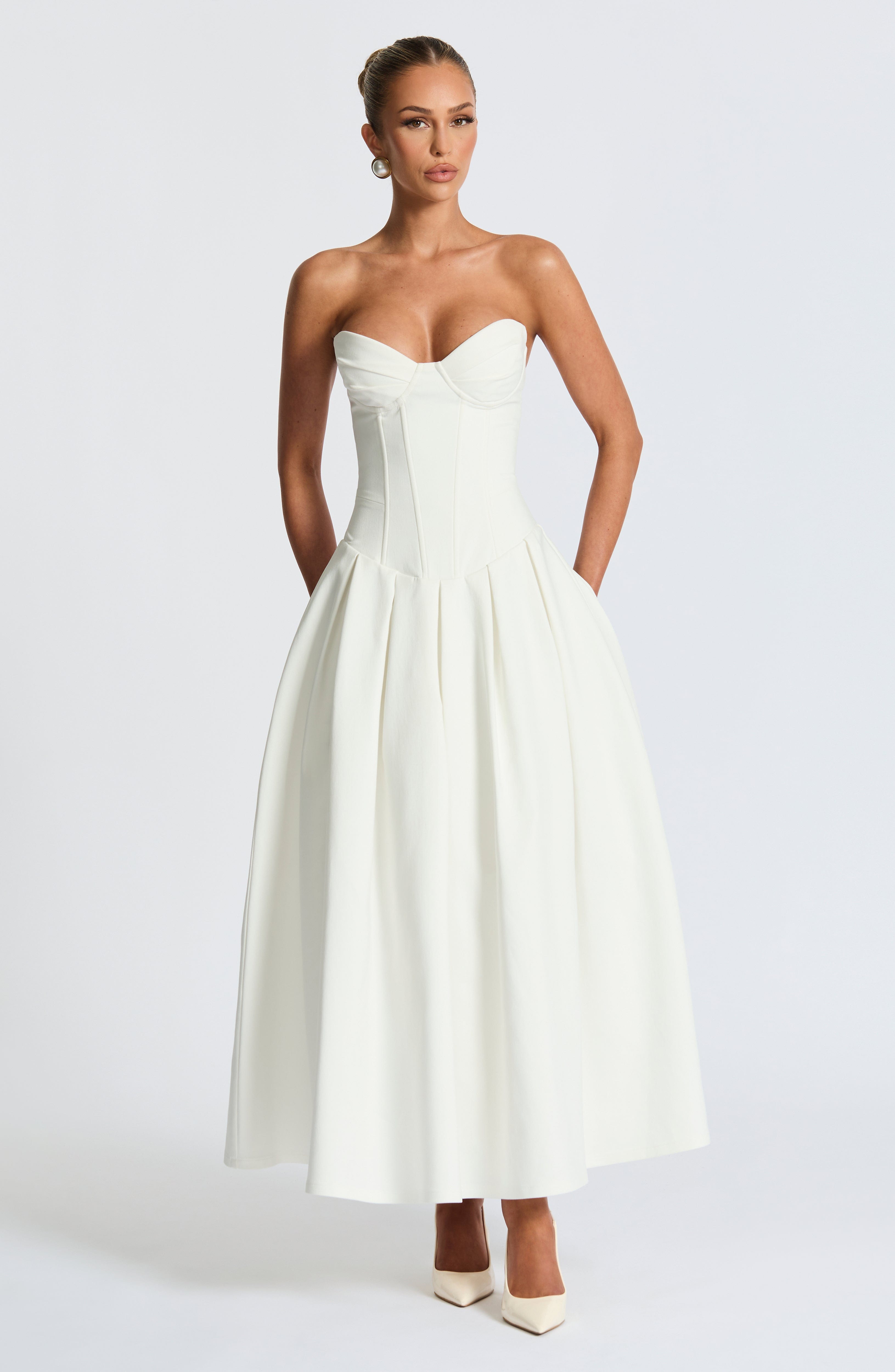 Salma Midi Dress - Ivory - Napalia